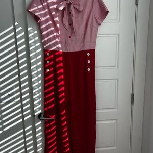 Stylish Pink and Red Jumpsuit